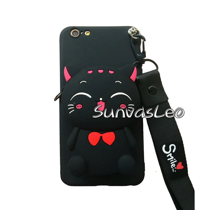 Black Lucky Cat Для samsung Galaxy M серии J3 Star J7 Crown J3 J7 3D кошелек с мультяшным животным Мягкий силиконовый чехол задняя крышка для телефона со стразами - Цвет: Black Lucky Cat