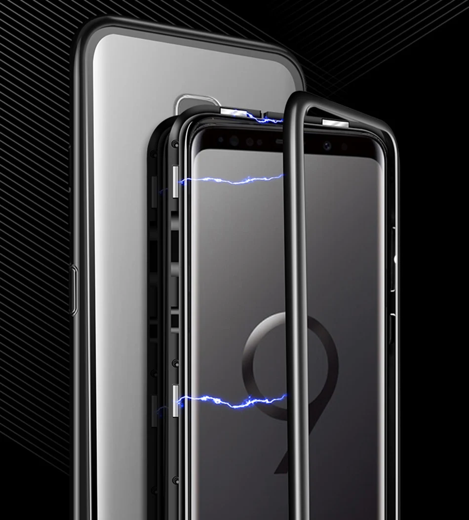 Металлический магнитный адсорбционный чехол для samsung Galaxy Note 10 S8 S9 S10 Plus S10E S7 Edge Note 8 9 A50, закаленное стекло, Магнитная крышка