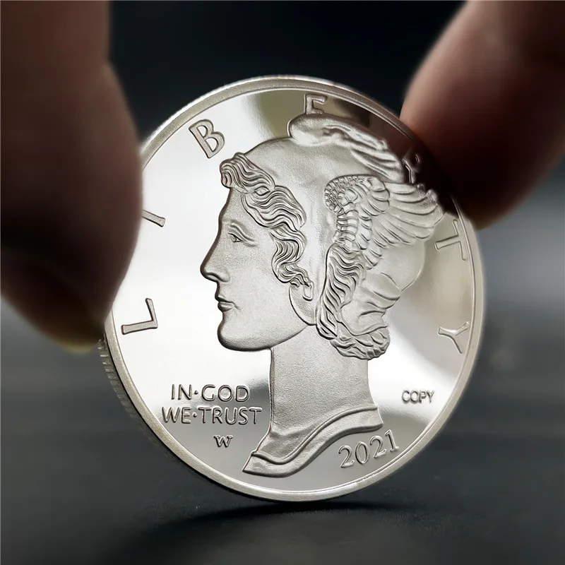 

New Silver Coin United States 2021 Statue of Liberty Commemorative Coin 2021 Eagle Foreign Coin Badge Gift Souvenir Coin