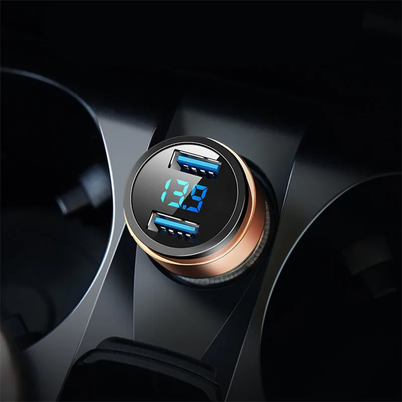 Mini Fast Charger Dual USB Car Phone 5V 3.1A With LED Display Universal for iPhone Samsung-Xiaomi |