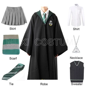 free shipping cosplay slytherin robe cloak pullover sweater shirt skirt tie necklace scarf cosplay costume free global shipping