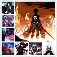 popular anime diamond painting tokyo ghoul attack on giant full 5d diy diamond embroidery mosaic cross stitch kit children gift