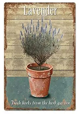 

Vintage Lavender Floral Botanical Retro Metal Tin Sign Wall Art Rustic Plaque Garden House Decor -Tin Sign 8x12 Inch
