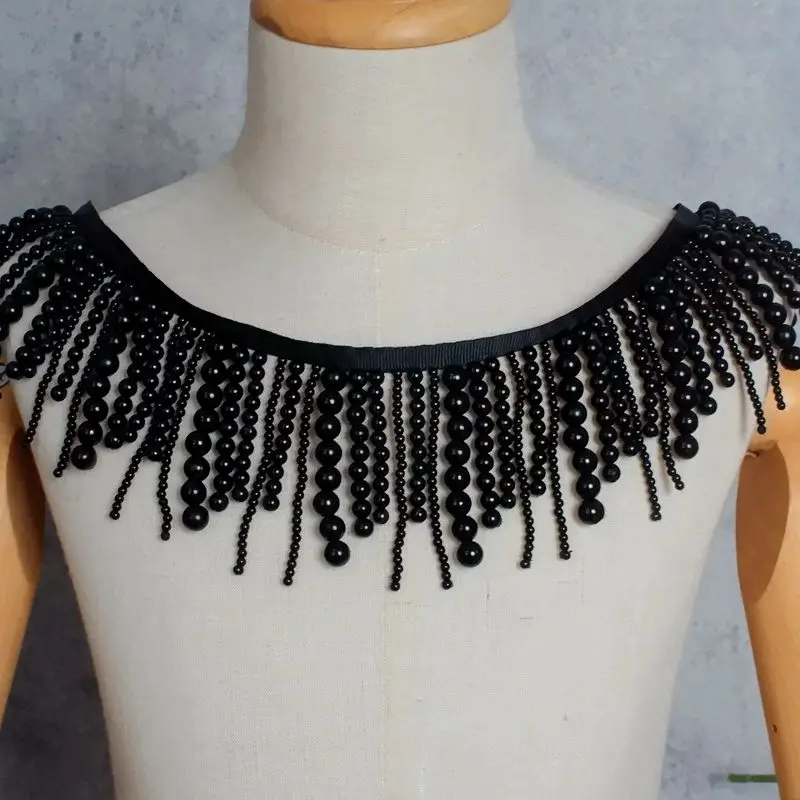 Длинная жемчужная бахрома бусины кисточки кружевная отделка одежда платье