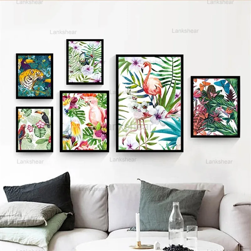 С изображениями цветов и животных Скандинавская Картина на холсте домашний
