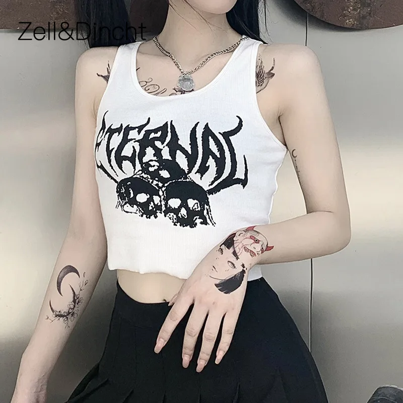 Женский топ с открытыми плечами Zell & dinзаписи черный и белый в готическом стиле
