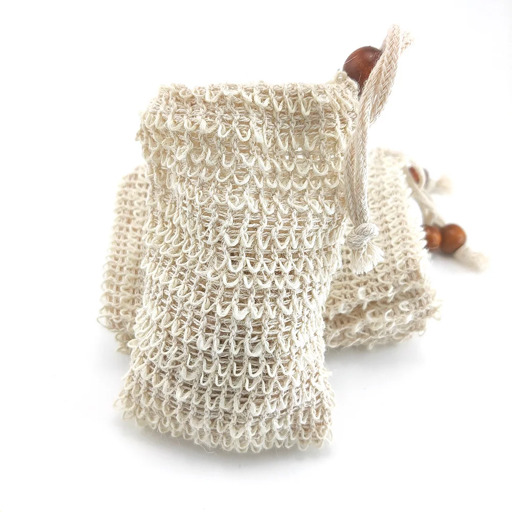 

4pcs Sisal Hemp Soap Bag Blister Ramie Mesh Soap Storage Bags Foam Maker Double-layer Net Bags Foaming Easy Bubble Soap Holder