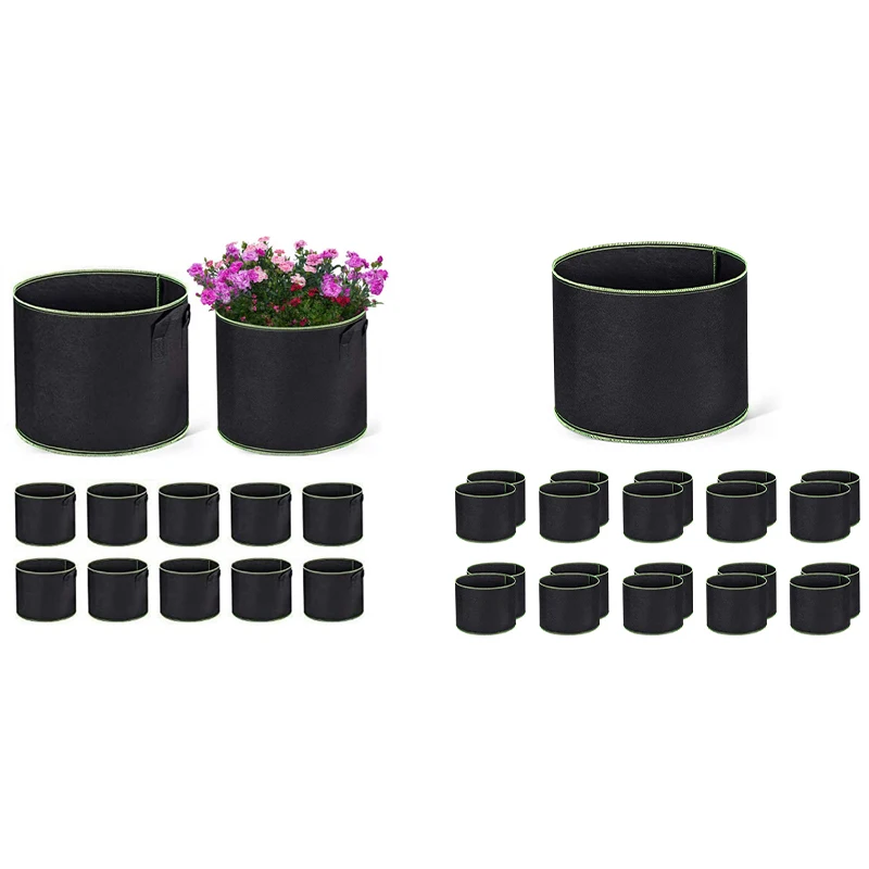 

Grow Bags 20 Pack Heavy Duty Aeration Fabric Pots Thickened Nonwoven Fabric Pots Plant Grow Bags
