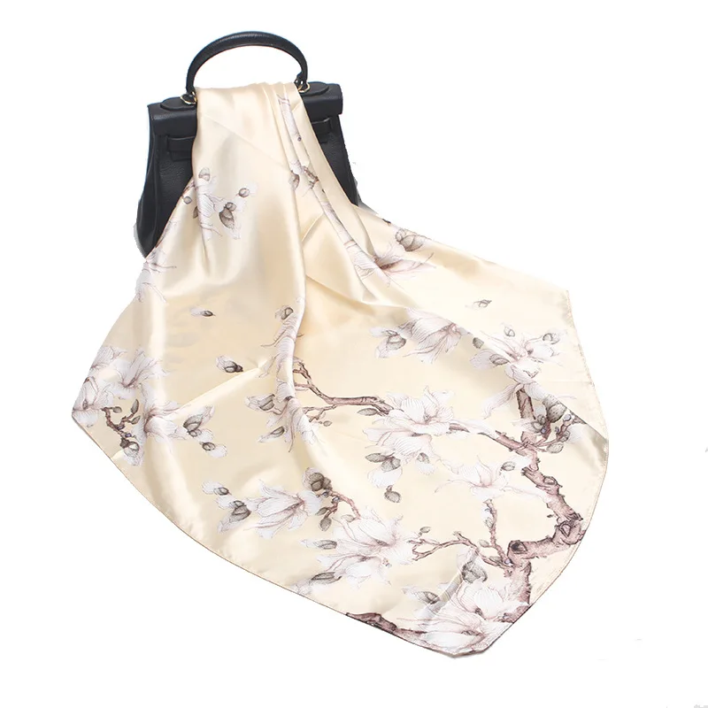 

90*90cm Silk Satin Scarf Women's Square Professional Business Gift Towel Neck Hair Decorate Small Bandana Hijab Lady Fashion