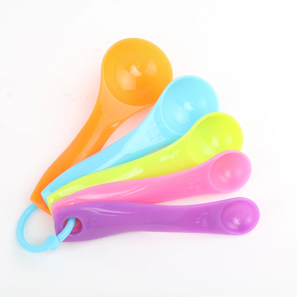 

5Pcs/set Lovely Colorful Plastic Measuring Cups Measure Spoon Kitchen Tool Kids Spoons Measuring Set Tools For Baking Coffee Tea