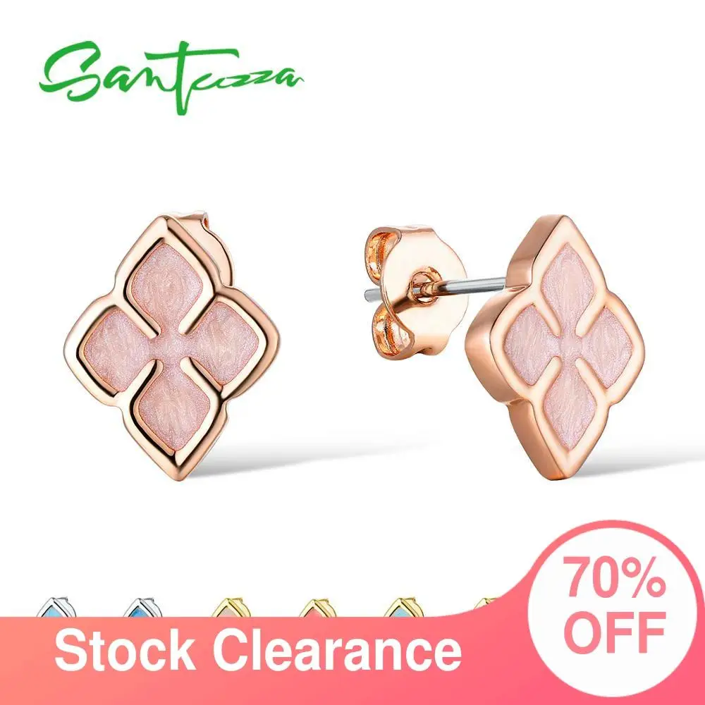 Женские цветочные серьги SANTUZZA Разноцветные из эмали ручной работы модные