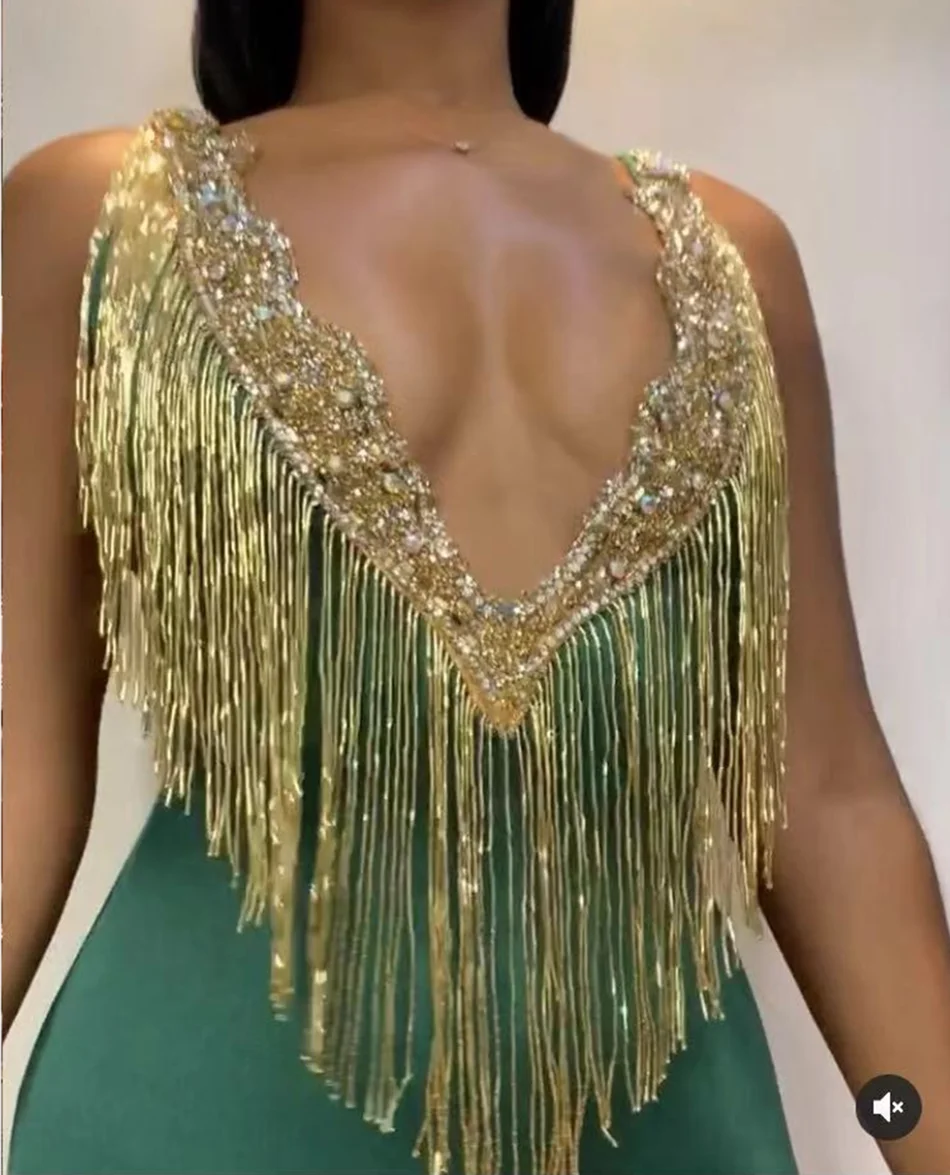 Новинка 2019 Осеннее зеленое Бандажное Клубное платье с кисточками Vestidos