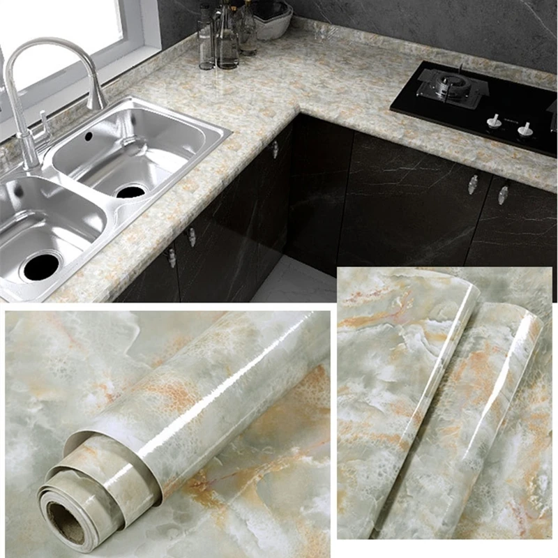 

3D Marble self-adhesive wallpaper Kitchen and bathroom desktop waterproof and antifouling furniture renovation
