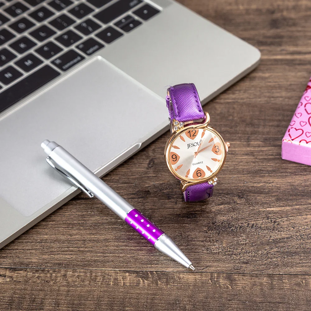 

New Hardcover WOMEN'S Watch Gift Box Quartz Watch + Pen Set Birthday Gift Set Personalized Gift Relojes Para Mujer His and Hers