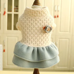 Роскошная юбка для собаки, зимнее теплое пальто для щенка, Цветочная Женская праздничная одежда, костюм для чихуахуа, пуделя, бульдога