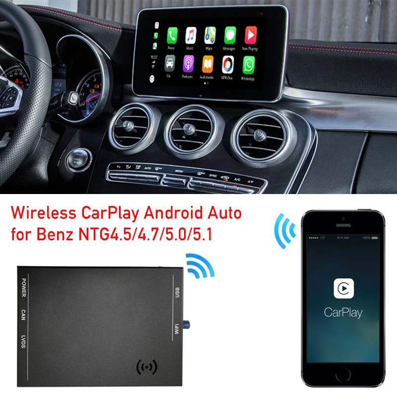 Car radio upgrade wireless apple carplay interface box for mercedes C class W205 GLC X253 dvd multimedia android auto decoder