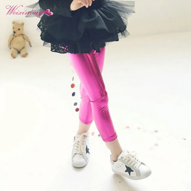 Детские леггинсы из искусственной кожи для девочек|Леггинсы| |