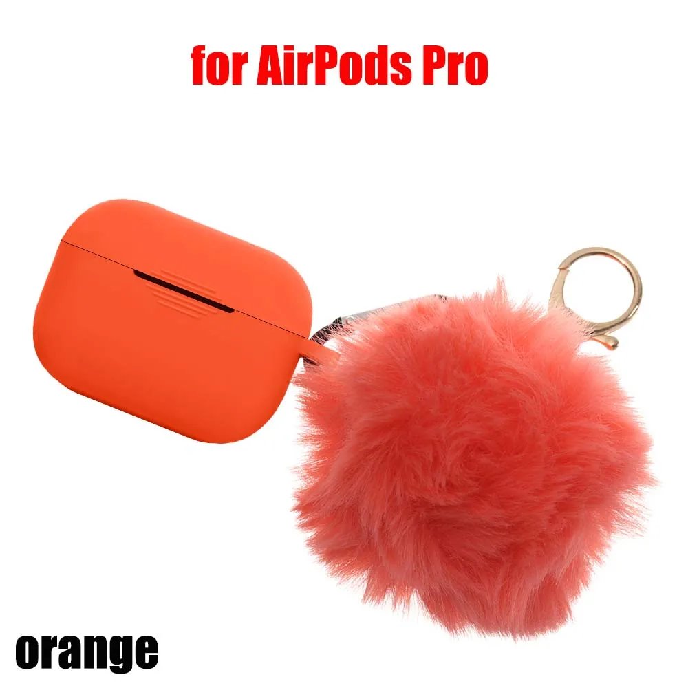 Модный защитный чехол для Air Pods 1/2, чехол для наушников, силиконовый чехол с защитой от падения, милый меховой шарик, брелок для Airpods/Airpods Pro - Цвет: J for AirPods Pro