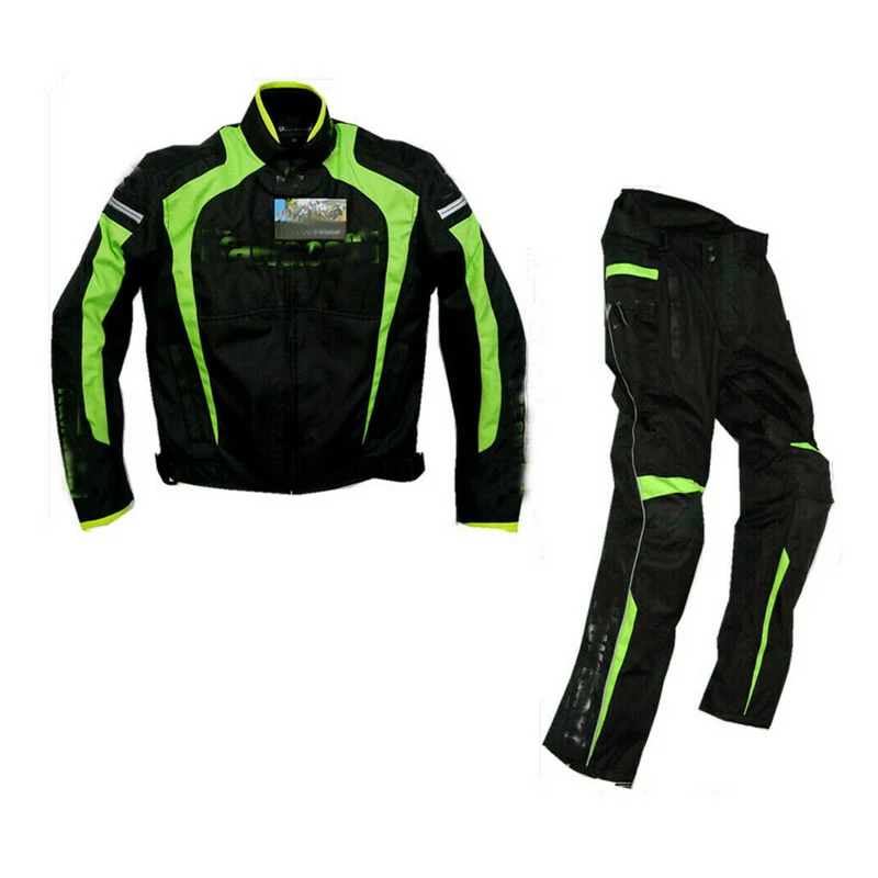 green jacket pant Мужская командная мотоциклетная куртка, одежда для гонок, штаны для мотокросса, ветронепроницаемые теплые штаны для внедорожников, костюм для Кавасаки - Цвет: green jacket pant