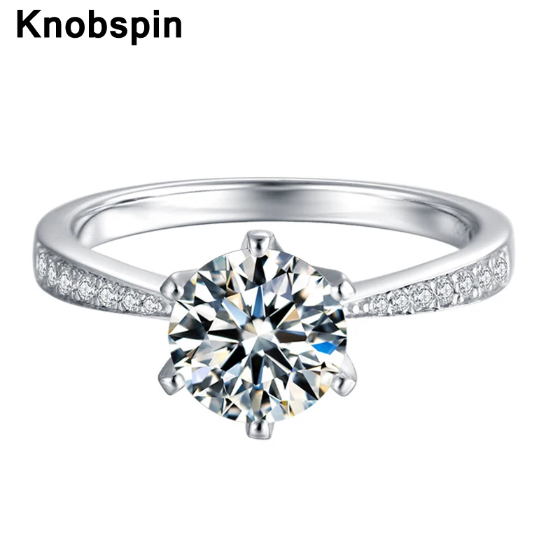 

Knobspin 100% 925 Sterling Silver Real 1.5 Carat D Color Moissanite Engagement Rings For Women Anniversary Gift Fine Jewelry