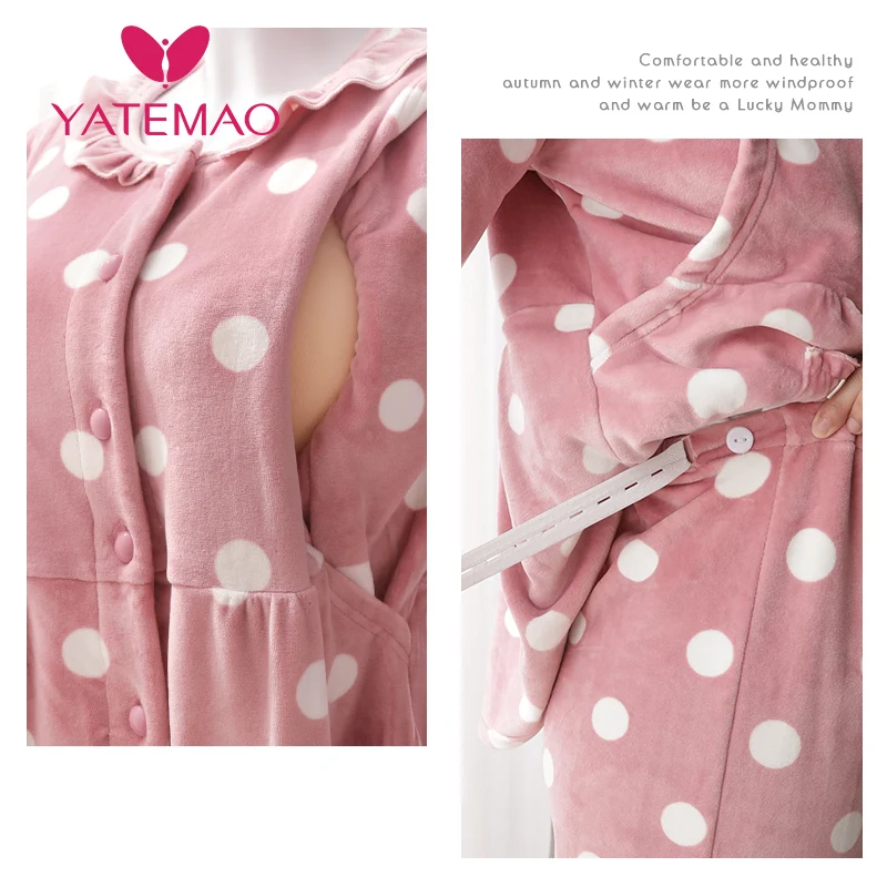 YATEMAO фланелевые пижамные комплекты для беременных Ночная одежда кормящих женщин