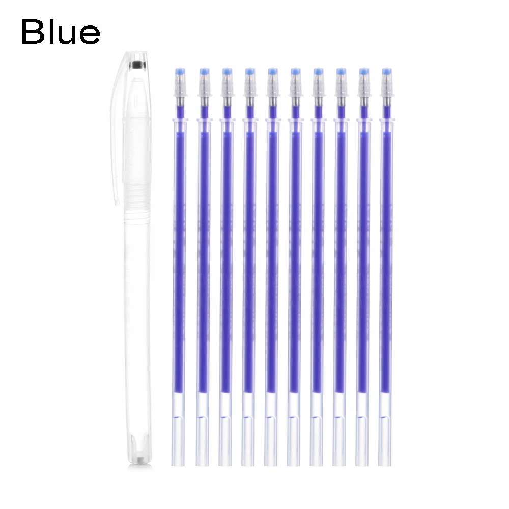 Blue 1Set Plastic Heat Wrap Fade Out Fabric Markers Pencil High Temperature Disappearing Marker Pens Sewing Accessories Tools - Цвет: Blue