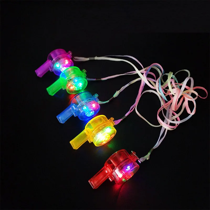 

10 pcs Kids Toy Flashing Glow Whistle Bulk Party Supplies LED Light Up Lanyard Necklace Gift Cosplay Wedding Decoration Festival