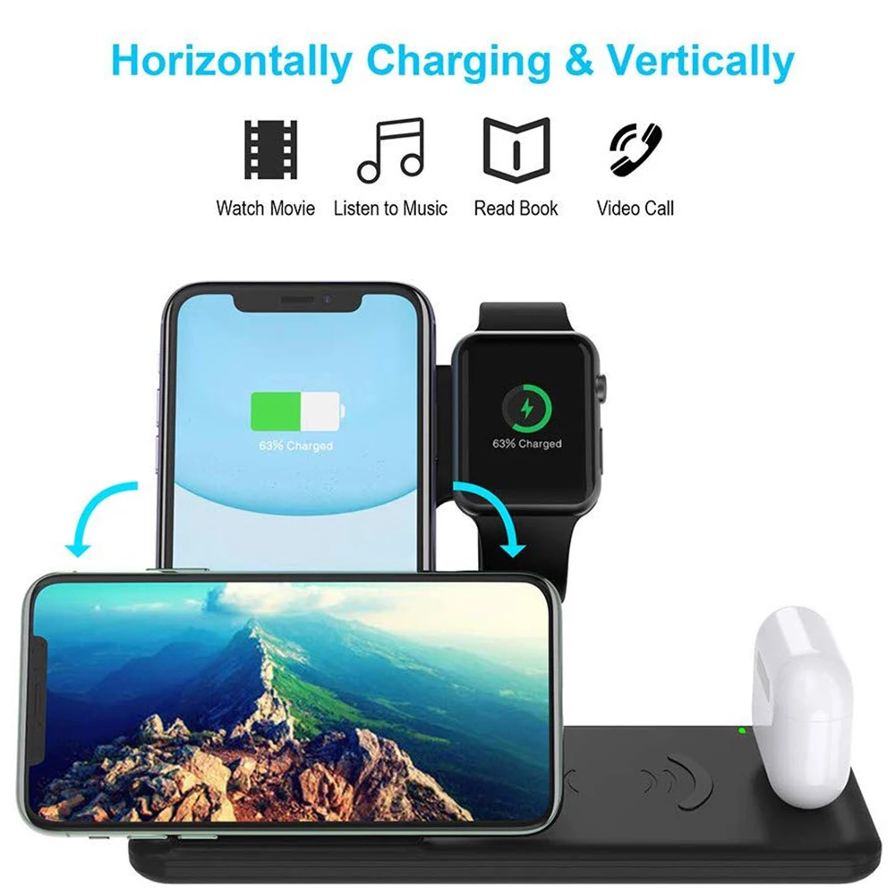 15 Вт Быстрое беспроводное зарядное устройство док-станция для iPhone 11 Pro XS Max XR 8 Apple