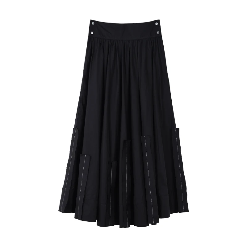 

XITAO Patchwork Black Skirt Women Loose Fashion Personality Elegant All Match 2020 New Autumn High Waist Skirt Goddess ZP3563
