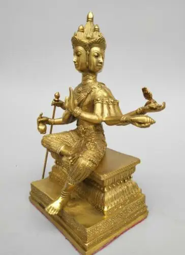 

China Seiko Carving Pure Brass Four Heads Eight Arms Buddha Statue