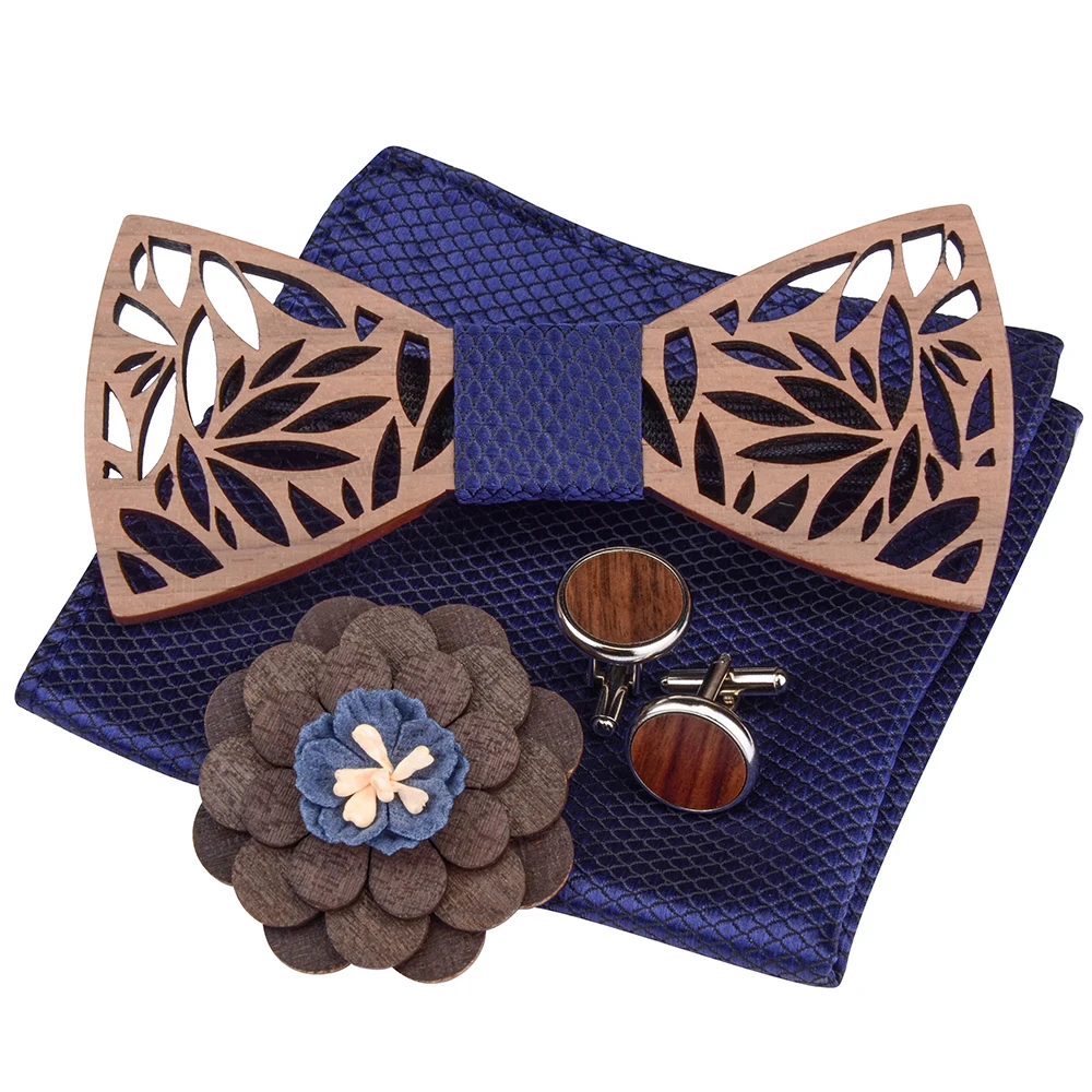 5 шт. полый шейный платок деревянный галстук бабочка Карманный квадратный набор