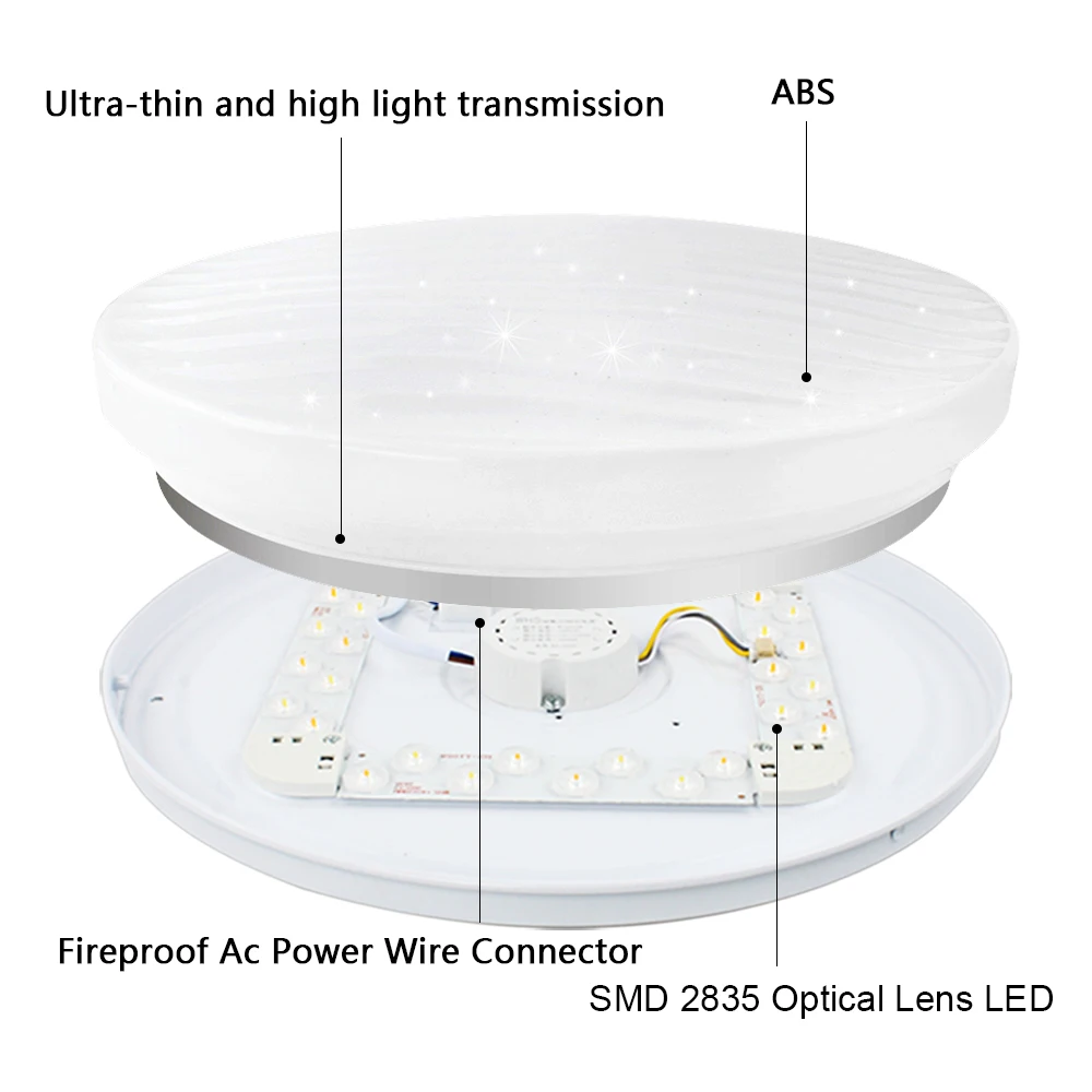 

VIPMOON 12W LED Ceiling Light 220V Double Gold/Sliver Line Aluminum/Crystal Point Wavy Galaxy Effect LED Lamp For Daily Light