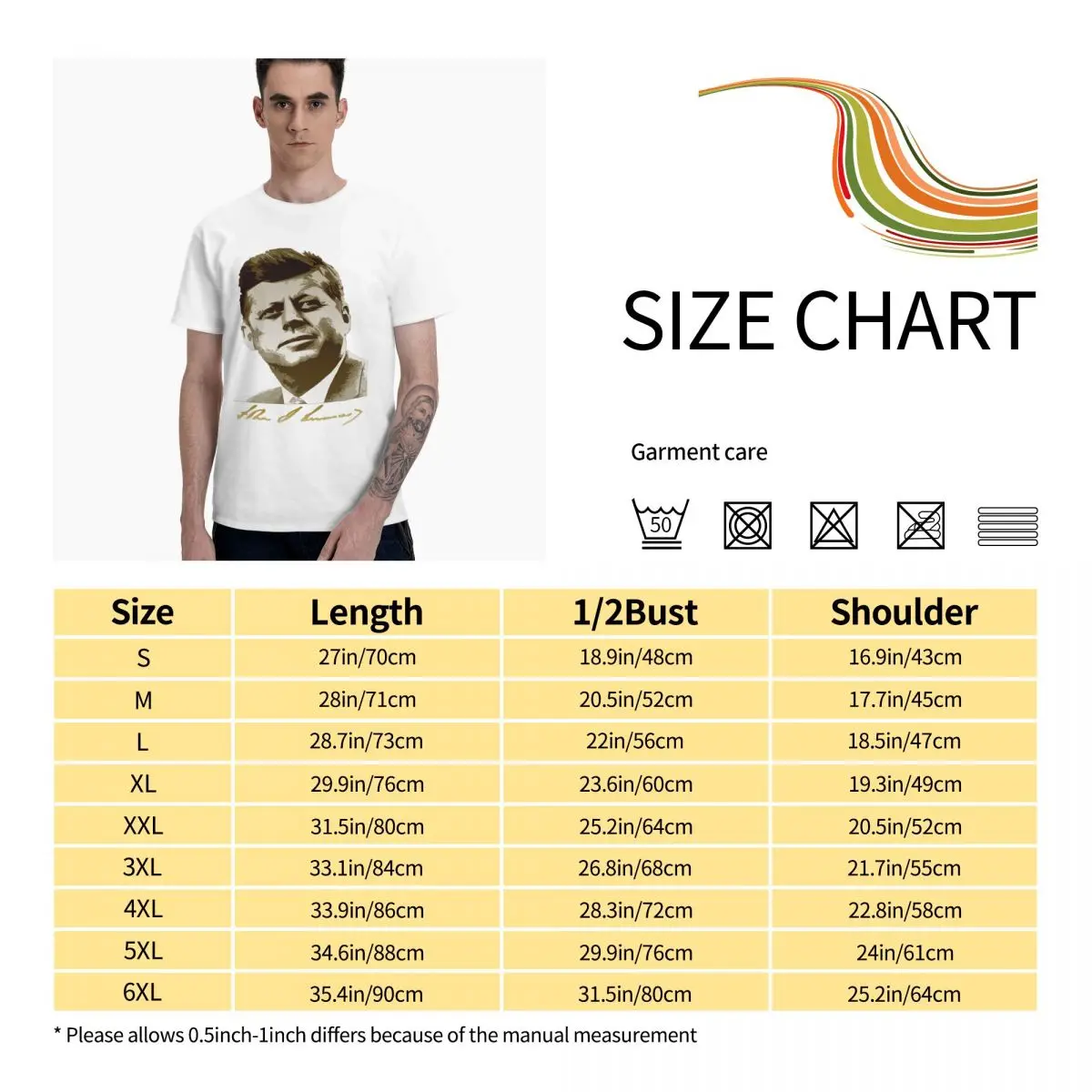 

John F Kennedy Graphic Tee Men's Basic Short Sleeve T-Shirt Funny Tops