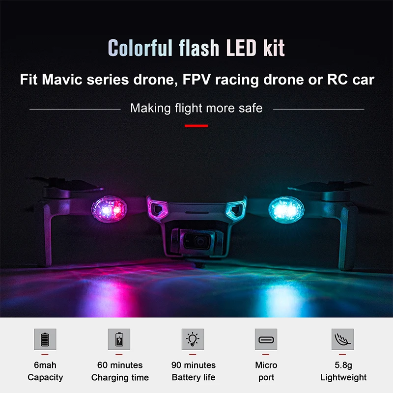 Универсальная перезаряжаемая цветная Стробоскопическая Лампа для DJI Mavic 3/2PRO и