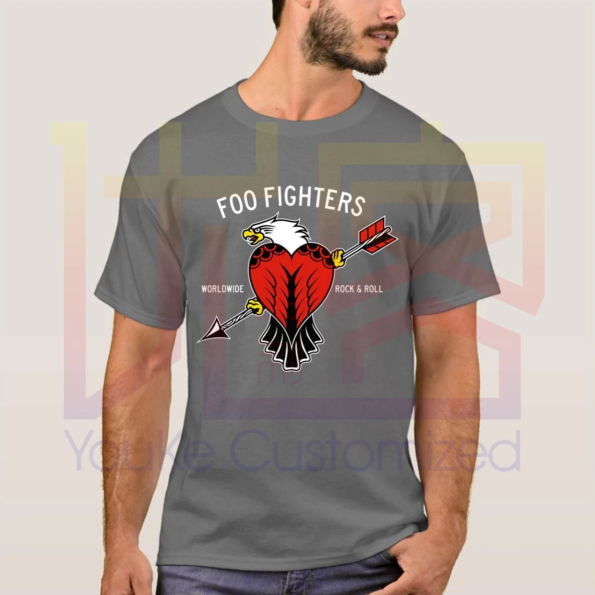 Новые 2020 Летняя обувь Орел Foo Fighters Логотип 100% хлопковая Футболка с круглым