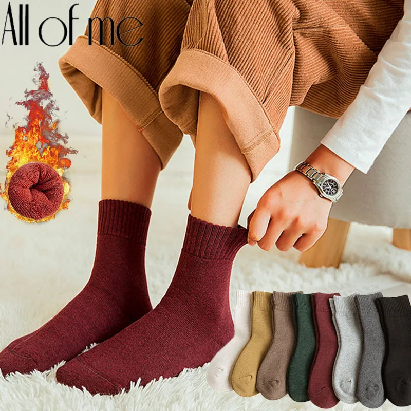 

Warm Cotton Socks Women Sox Solid Color Winter Thicken Socks Female Sleeping Home Floor Bedroom Socks for Girls Harajuku Design
