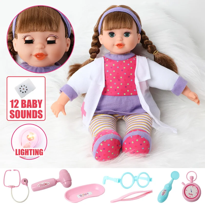 

14 inch lifelike reborn Doll Silicone bebe 36cm Realistic Baby sounds Doll Doctors sets Clothes Birthday gifts for Toys girls