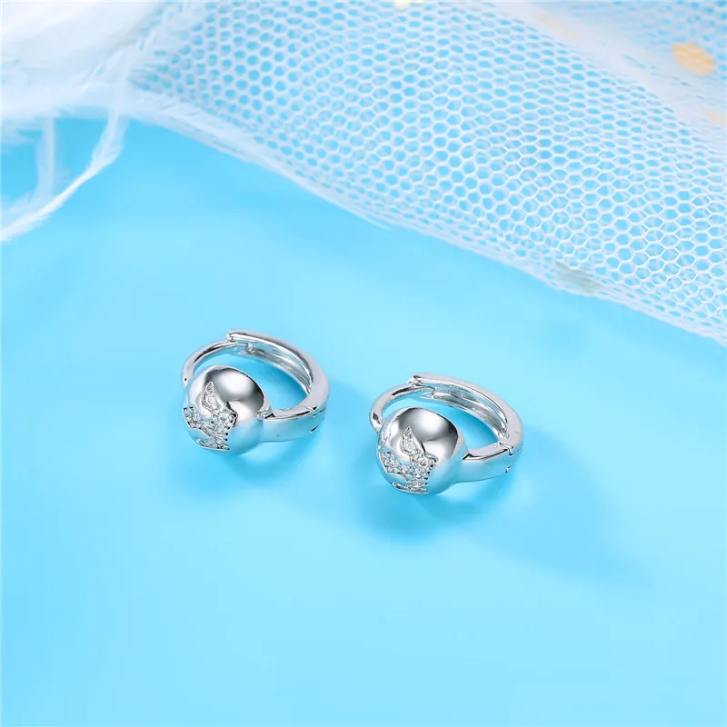 1Pair Unique Cute Zircon Queen Crown Hoop Earrings Women Simple Personality Metal Color Round Mini Small Jewelry E271 | Украшения и