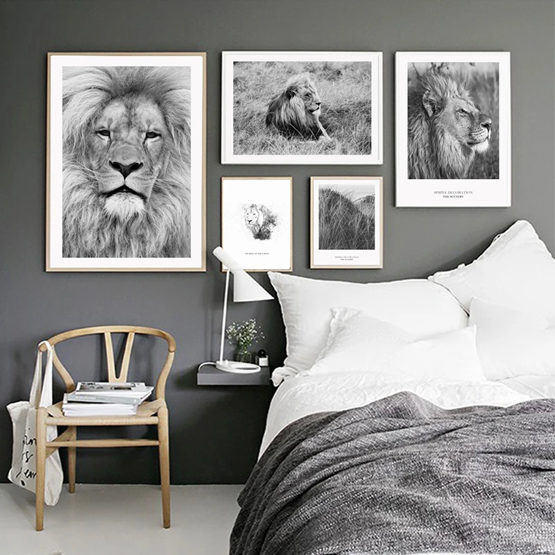 Скандинавский минималистичный черный и белый меланхоли грустное животное