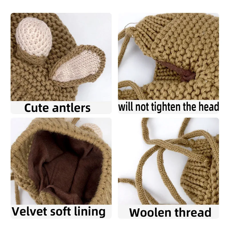 

XCQGH Autumn Winter Knitted Warmer Baby Hats Deer Animal Kids Child Cap Ear Protect Hat Beanie Bonnet