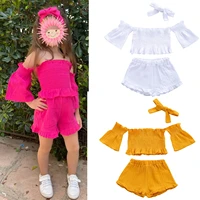 newborn kids baby girls outfits clothes sunflower top dress bottoms 2pcs set baby fly sleeve print bow back dresses clothing