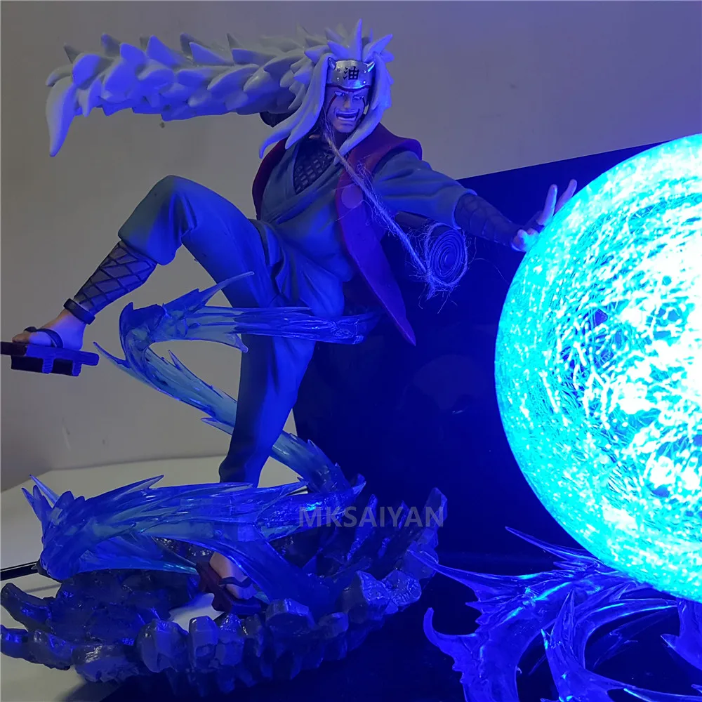 

Naruto Jiraiya DIY Action Figures Toys Set PVC Shippuden Rasengan Scene Lampara LED Bulb Anime Figures Sasuke Model Doll Figma