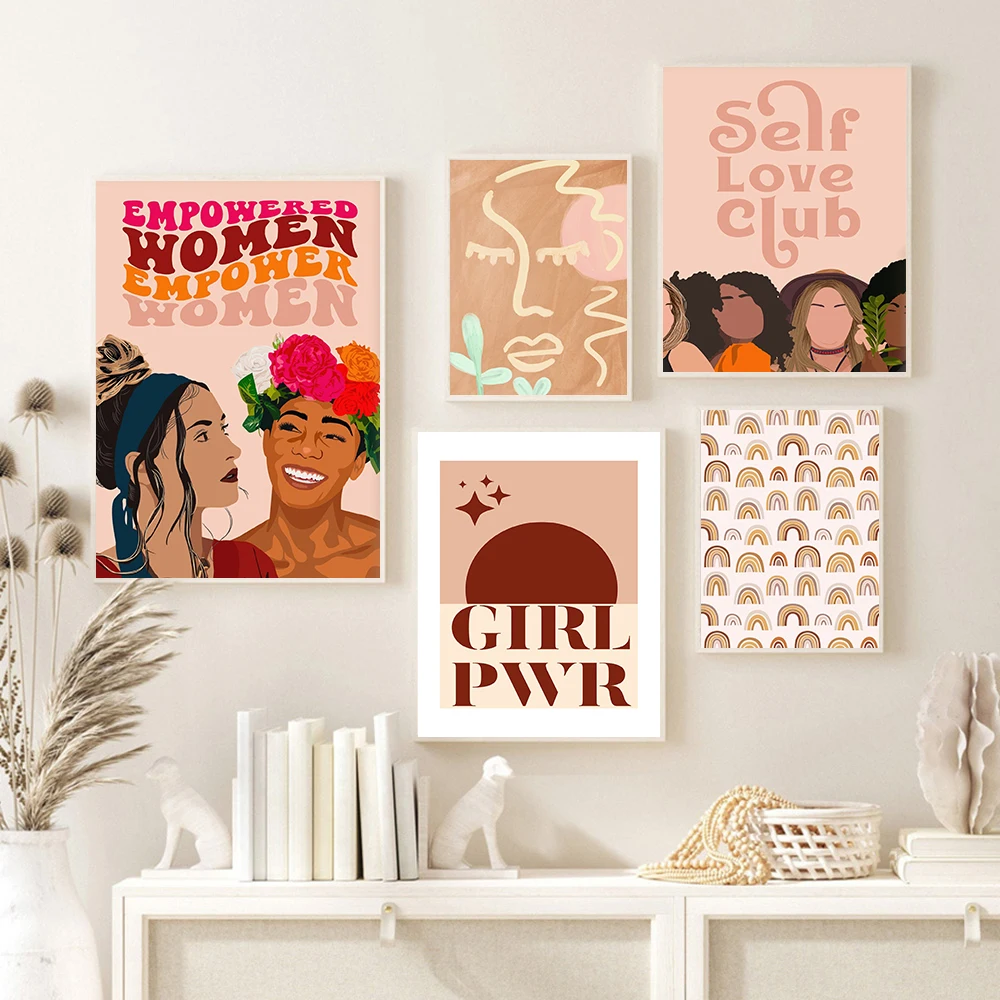 

Abstract Empower Women Poster Positivity Art Feminist Canvas Prints Girl Power Boho Rainbow Wall Pictures Bed Room Home Decor