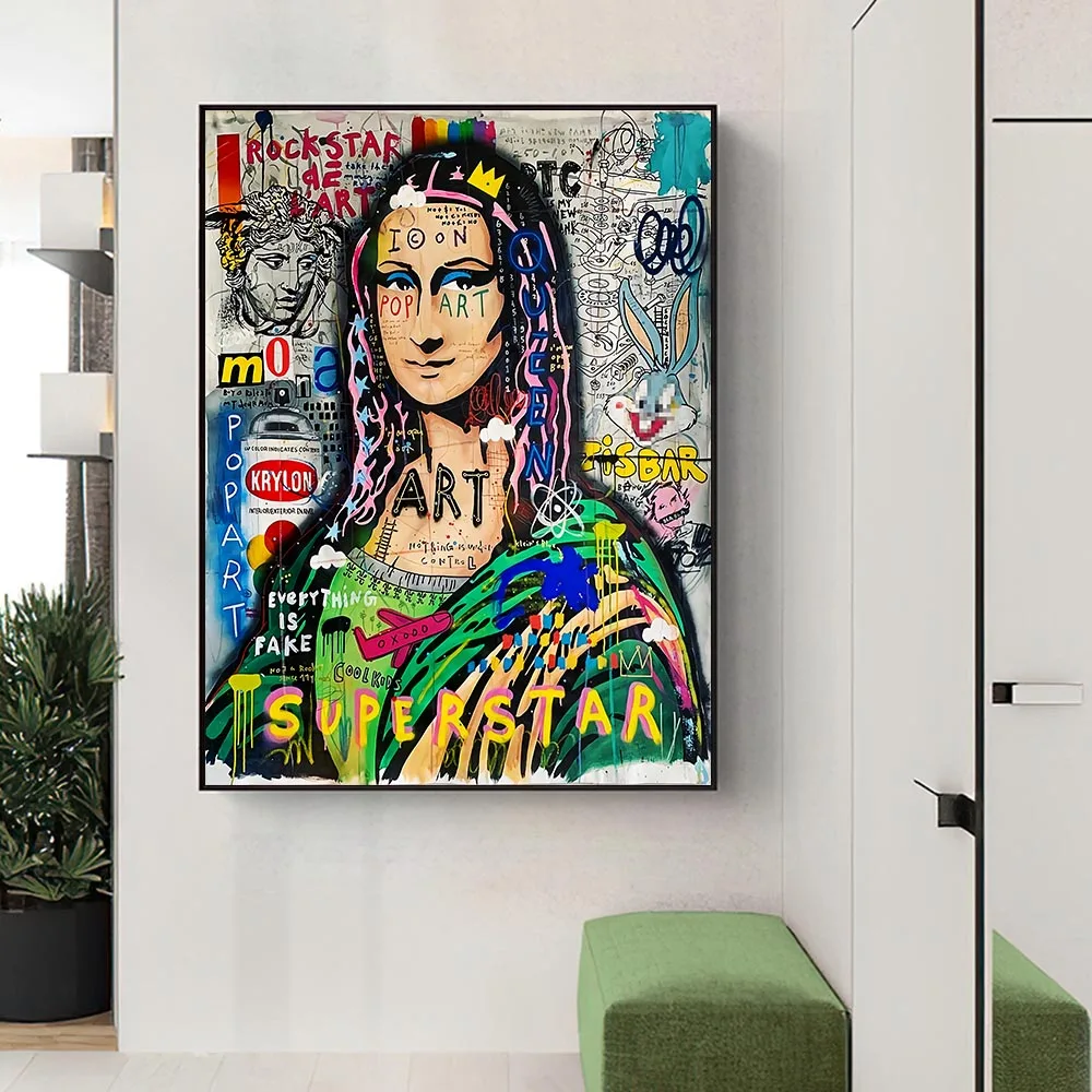 Современное граффити Художественная Картина на холсте Мона Лиза плакат и печать