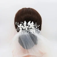 floralbride handmade crystal rhinestone pearls flower wedding hair clip barrettes set bridal hair accessories women jewelry