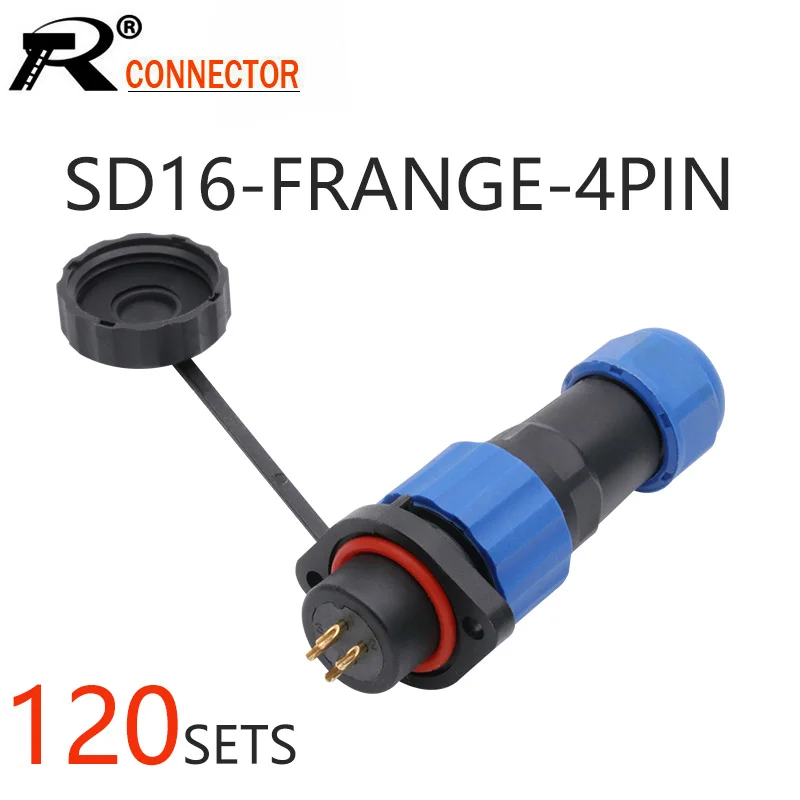 

120sets/lot IP68 Waterproof SD16 Flange Aviation Plug Socket Male + Female 2/3/4/5/6/7/9 Pins IP68 SP16 M16 16mm Connector