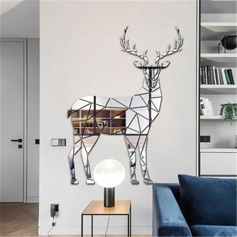 Скандинавские Животные Олень акриловые зеркальные настенные стикеры 3D олень