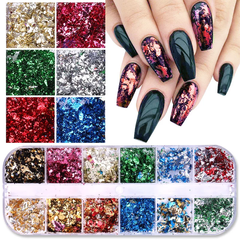 12 сетка золотые наклейки для ногтей foil ZB01 Фольга кашированая бумагой Бумага