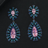 larrauri trendy luxury famous design cubic zirconia women dangle earrings for wedding tassel earrings pendientes mujer mod 2019