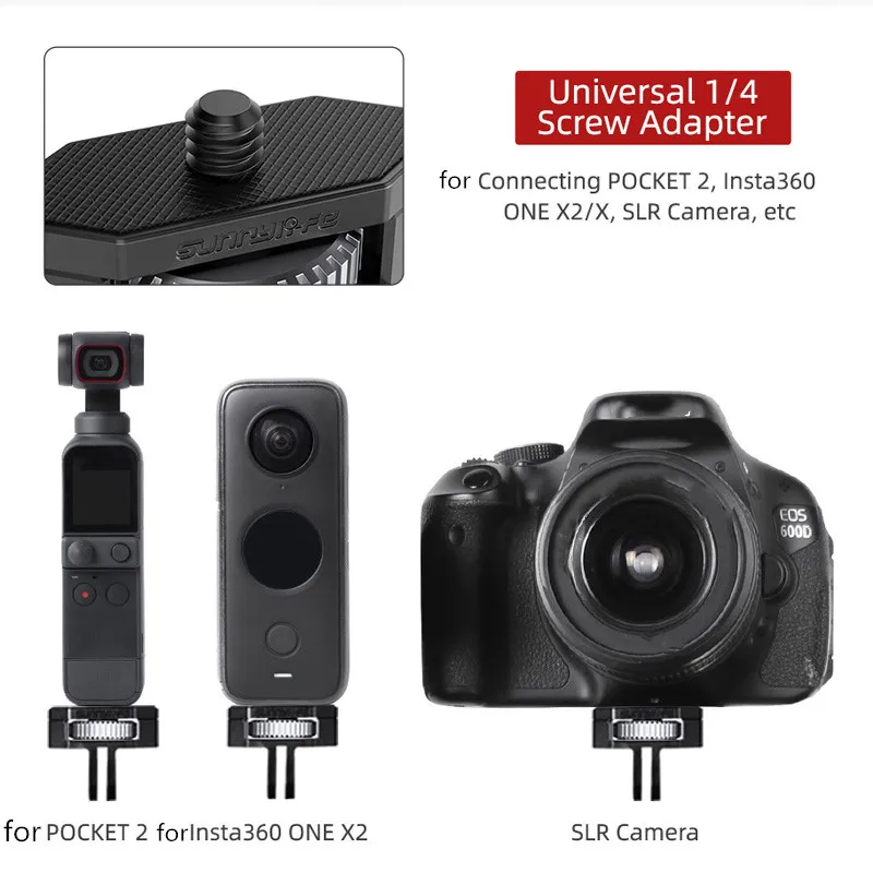 Metal Camera Mount Adapter Adjustable Bike Fixed Holder Clip 1/4 Screw For DJI OSMO Pocket 2 Insta360 ONE X2 Cameras Accessories |
